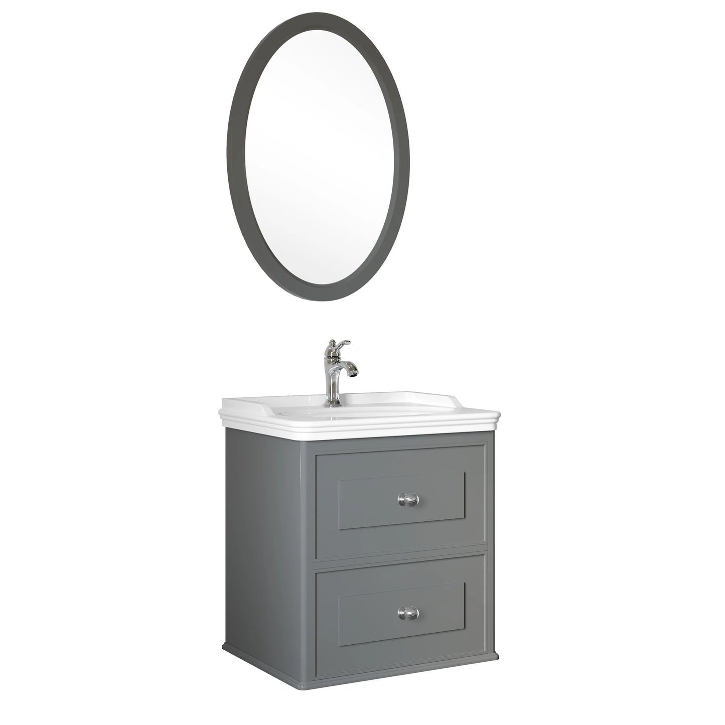 MİRO 65 CM SET (LAVABO DOLABI+AYNA) MAT GRİ